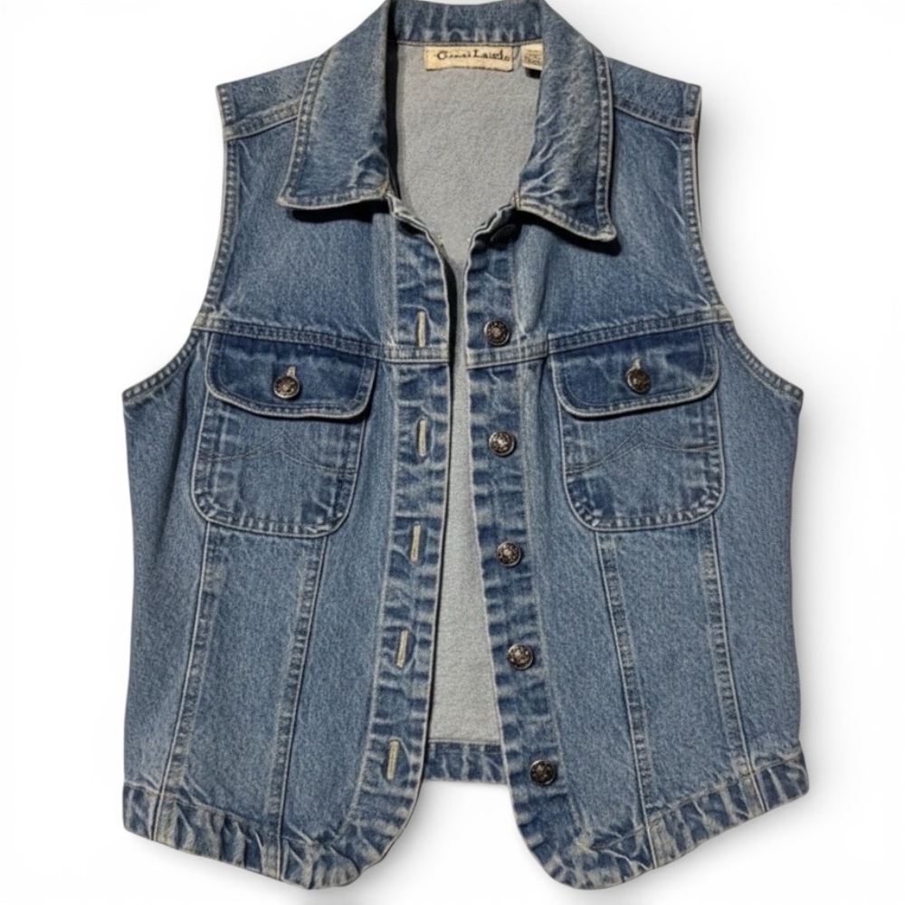 Vintage Greatland Denim Vest Western Trucker Jean Vest Women’s S